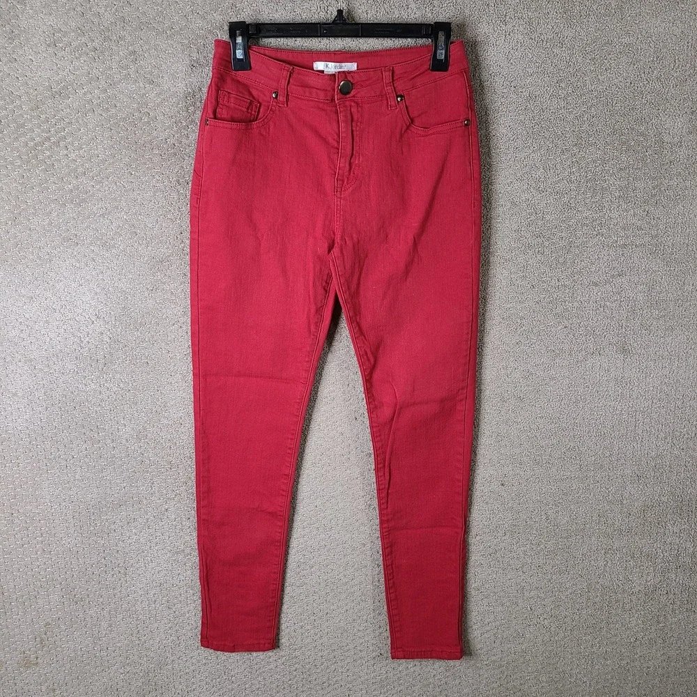 K Jordan Jeans‎ Womens Size 8 Red Skinny Fit Cotton Blend Casual Denim Pants